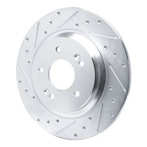 Hyundai SANTA FE Brake Rotor (1) - Rear Left - R1 Concepts - Drilled & Slotted - Silver - `21-`25